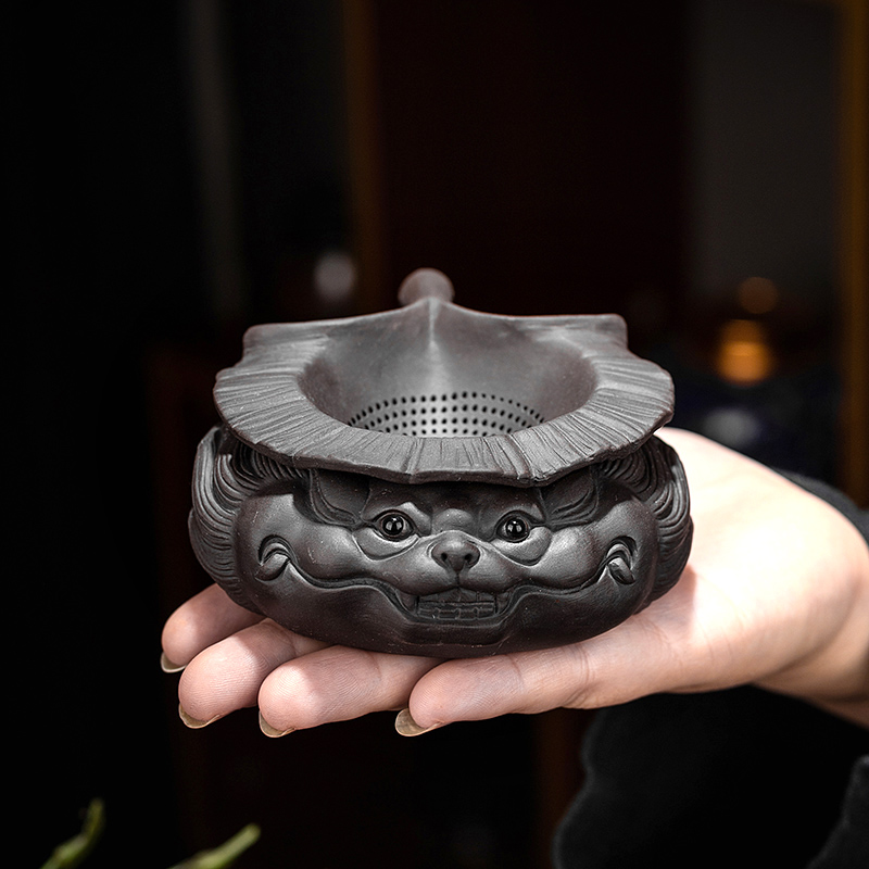 紫砂貔貅一体茶漏架茶宠茶滤茶叶过滤器家用创意陶瓷片细密过滤网