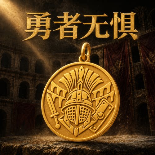 无畏角斗士头盔999纯足金吊坠