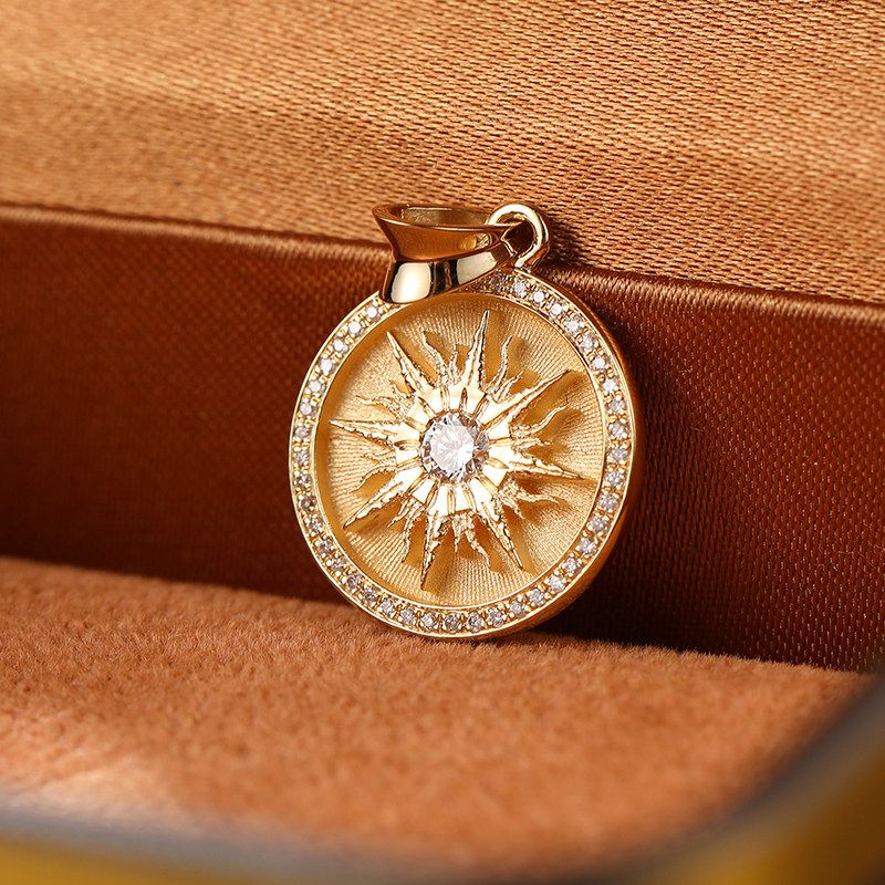 4月生辰石天然钻石项链18k黄金四月生日礼物女款挂件白羊座吊坠