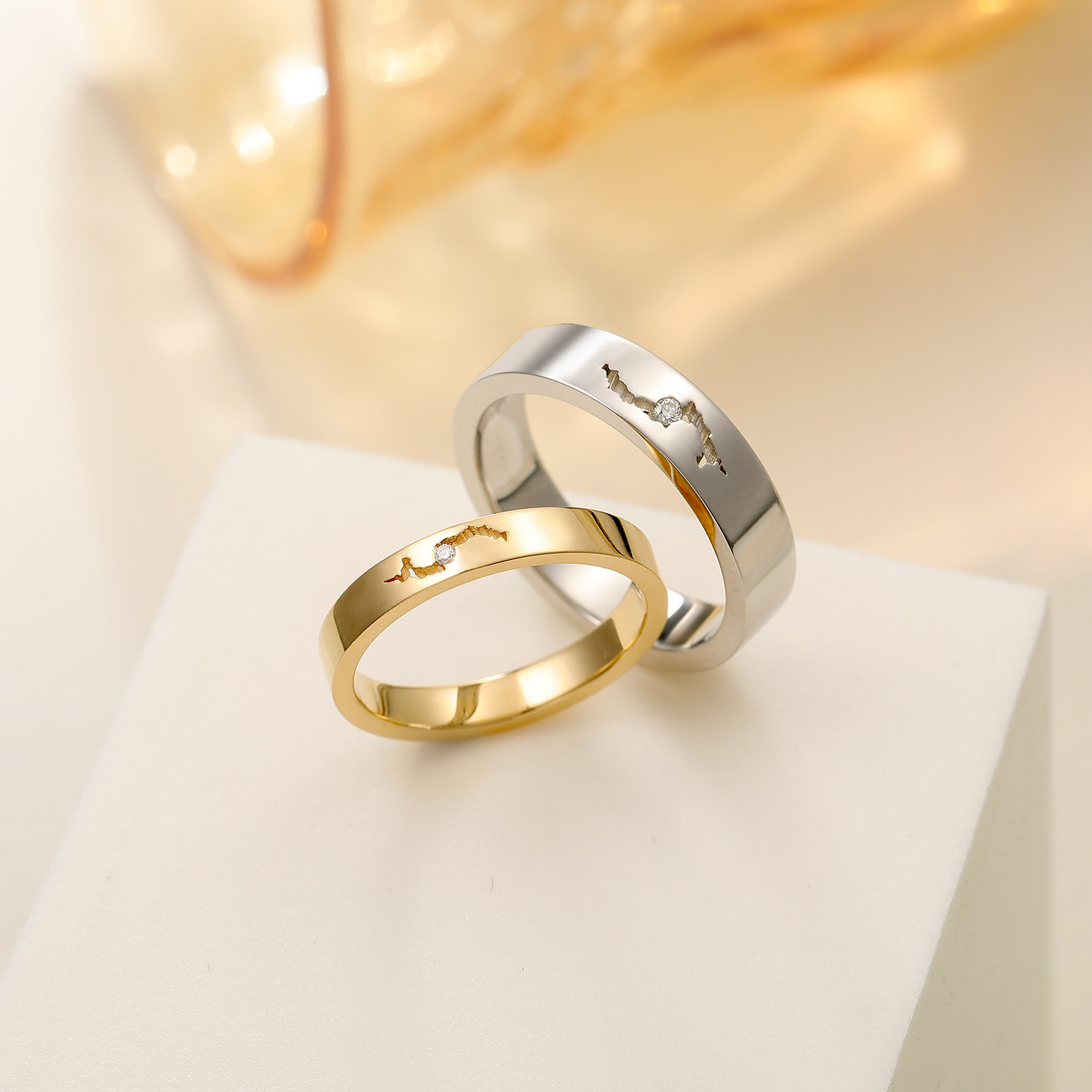 万物皆有裂痕 个性钻石戒指18K黄金白金铂金原创设计感男女戒定制