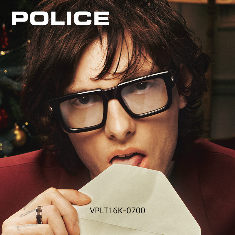 POLICE板材近视眼镜框架男宽镜腿黑框大脸高级感方框粗框VPLT16K