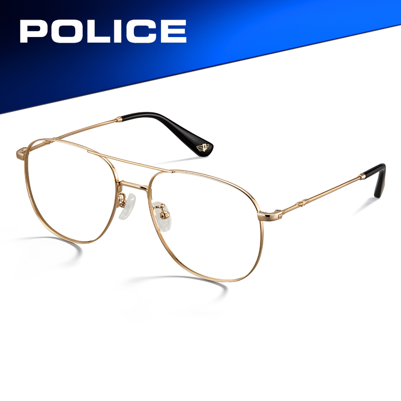 POLICE蛤蟆镜近视眼镜双梁素颜平光镜防蓝光男女可配度数VPLN08K