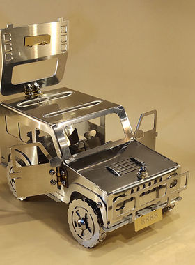 悍马汽车越野车合金不锈钢模型吉普车1:32金属R玩具车装饰摆件礼