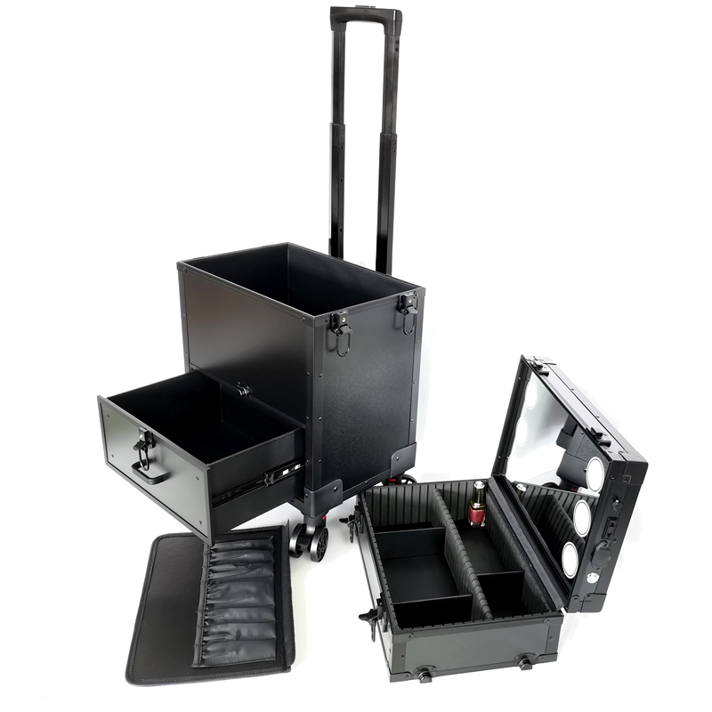 现货速发2021新款高级化妆箱跟妆师多层带镜子带T灯抽屉纹绣工具