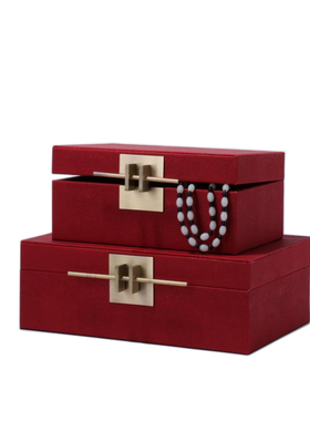 现代新中式首饰盒样板房饰品衣帽间软装摆件卧室R妆台收纳盒工艺