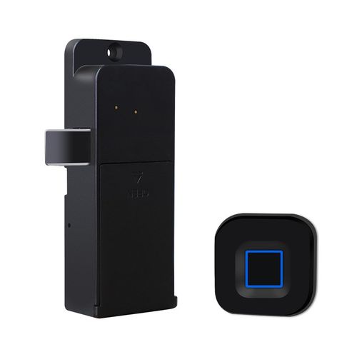 抽屉指纹锁免开孔智能储物柜子衣柜门免打孔O办公桌柜桶密码家具