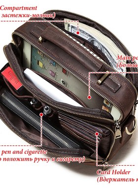 Top Quality Genuine Leather Male OffiIce Bags Casual Shoulde