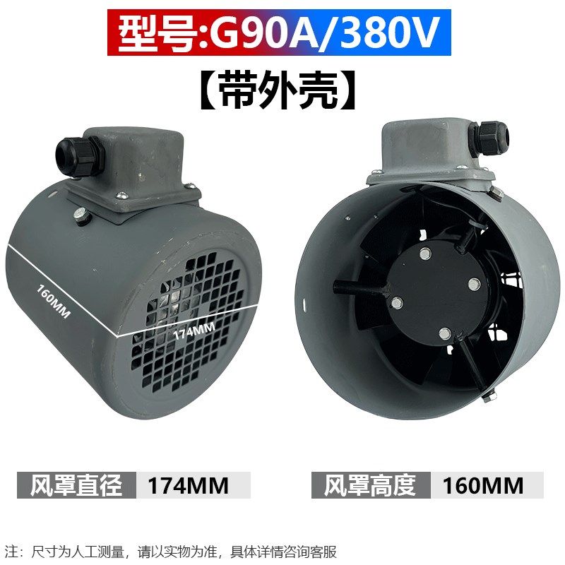 新款G-80A G90A G100A wG112A G132A变频调速电机专用散热风机包