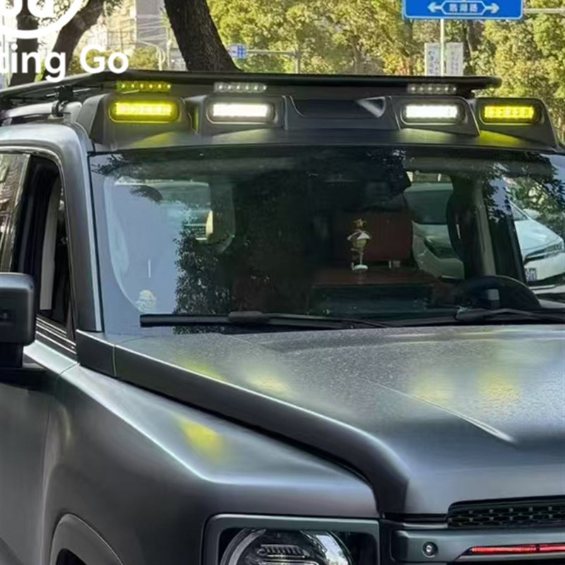 二代哈弗H9车顶射灯四眼行李架平台扰流板探V照灯改装配件