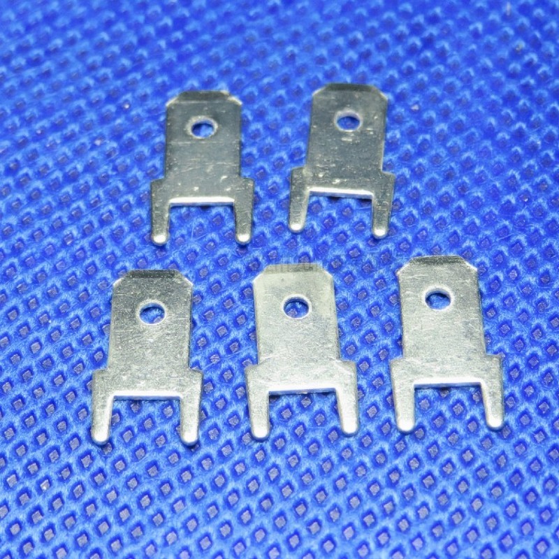 4.8mm插片两脚短线路板片厚度0.8MM黄E铜187短插片PCB板焊片2000