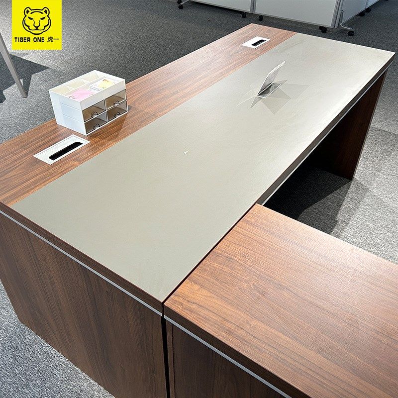 虎一办公家具单人办公桌1r.8m1.6米班台老板桌经理桌高副柜平台面