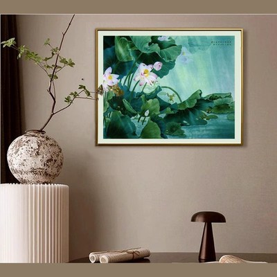 苏绣DIY套件初学材料包 荷花 客厅卧H室餐厅走廊 手工刺绣装饰画