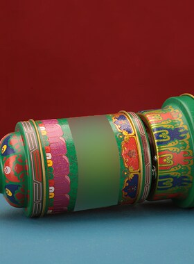 祥意电动转经简藏式合金电动转金轮家用摆件西藏转U桶五色插电转