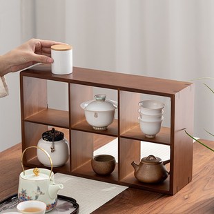 竹制茶杯架子茶具博古o架手工九宫格收纳架茶壶架多宝格六宫格茶