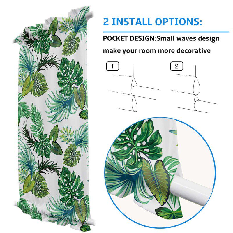 Tropaical Plant Leaves Door Curtain for Bedroom Kitchen