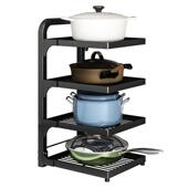 厨房锅架置物f架家用多层锅具收纳架下水槽橱柜内分层放锅架子