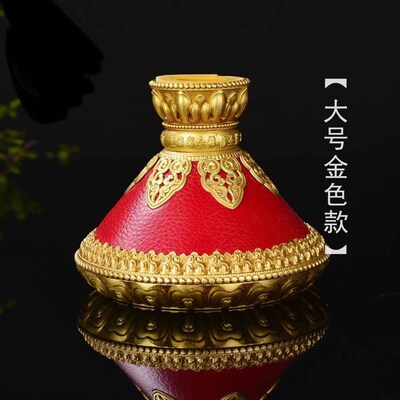 现货亚青a红皮手摇转金轮底座纯铜手摇底座转金筒座座家用客厅摆