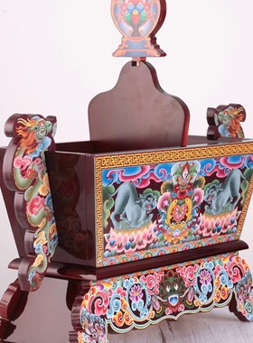 藏式手工雕刻彩绘吉祥八宝米盒五谷盒餐厅摆件切玛Y盒家用可拆装