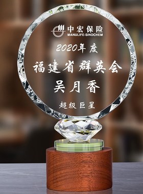 大气新款高档水晶销售冠军奖杯高端定制定做制作创意W颁奖优秀员