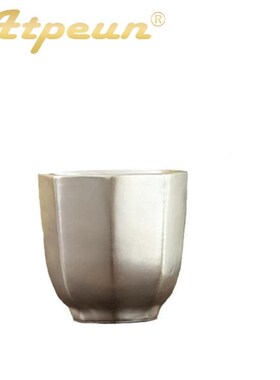 Atpeun鎏银品n茗杯银轻奢手工瓷包银泡茶杯家用功夫茶具八方杯