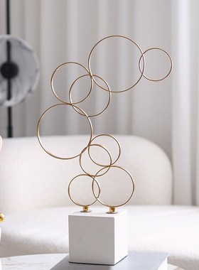 抽象轻奢艺术圆环层叠摆件设计师软装台面样板间售V楼处玄关柜饰
