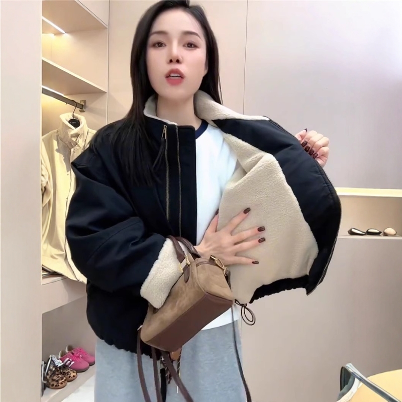 羊羔毛外套女加绒加厚冲锋衣