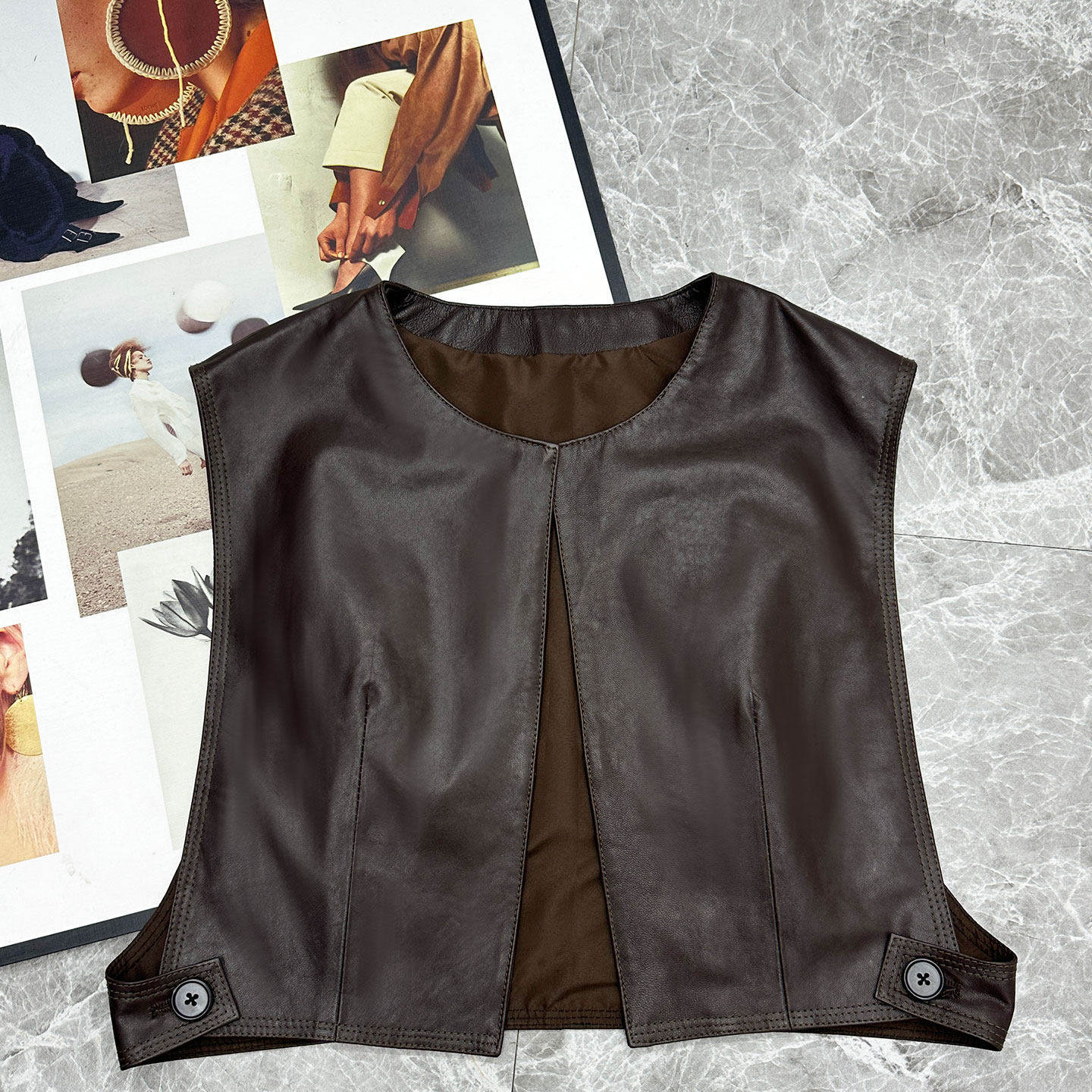 pu皮马甲女短款2026春装新款韩系穿搭机车服无袖背心马夹外套上衣