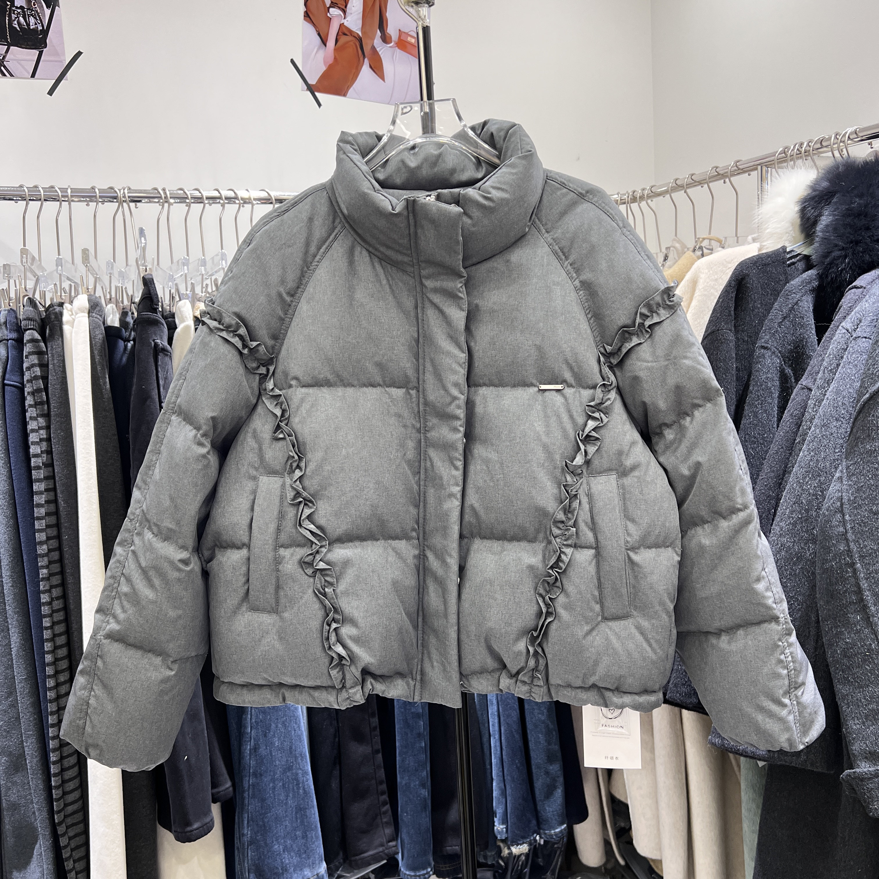 韩系小众木耳边立领羽绒服女2025冬季新款加厚保暖白鸭绒短款外套,女装/女士精品,羽绒服,淘宝优惠券,粉丝福利购,淘宝优惠卷