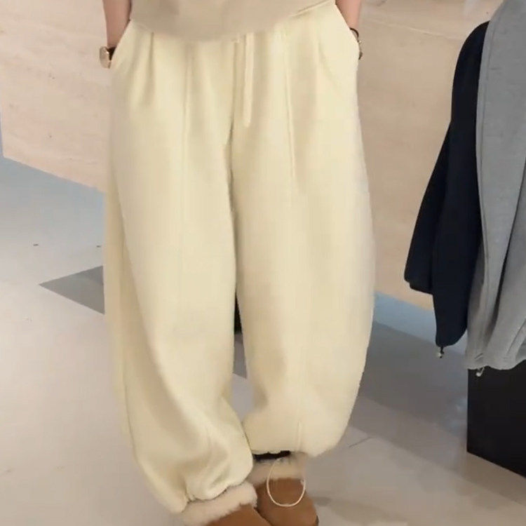 2025冬季新款宽松百搭显瘦休闲长裤韩系慵懒风抽绳束脚加绒卫裤女,女装/女士精品,卫裤,淘宝优惠券,粉丝福利购,淘宝优惠卷