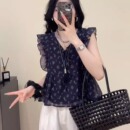 碎花荷叶花边衬衫 新款 短袖 女2025夏季 衬衣上衣潮 显瘦气质爆款 小衫