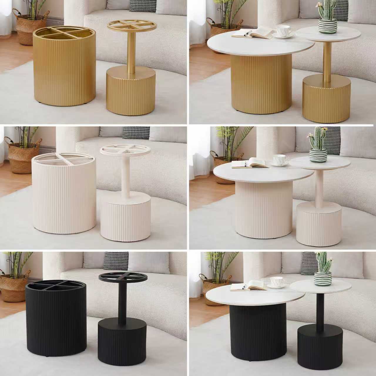 简约圆形茶几腿岩板大理石