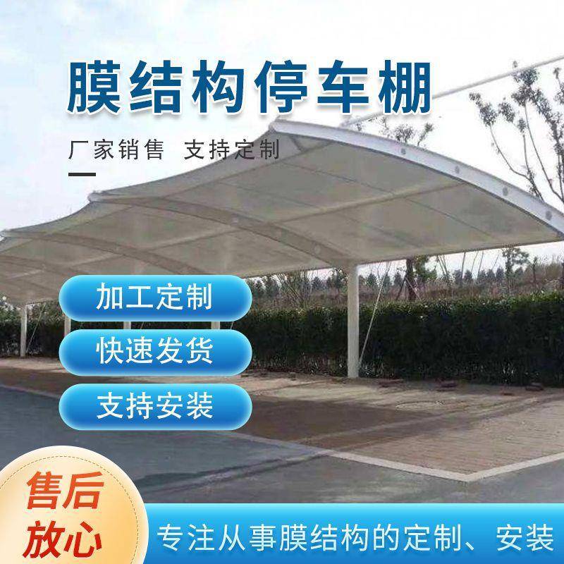 户外景观膜结构汽车棚小区自行车电动车雨棚学校商场膜结构停车棚