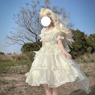 全款现货芙拉小姐洛丽塔LOLITA连衣裙op花嫁华丽方领泡泡袖三段式