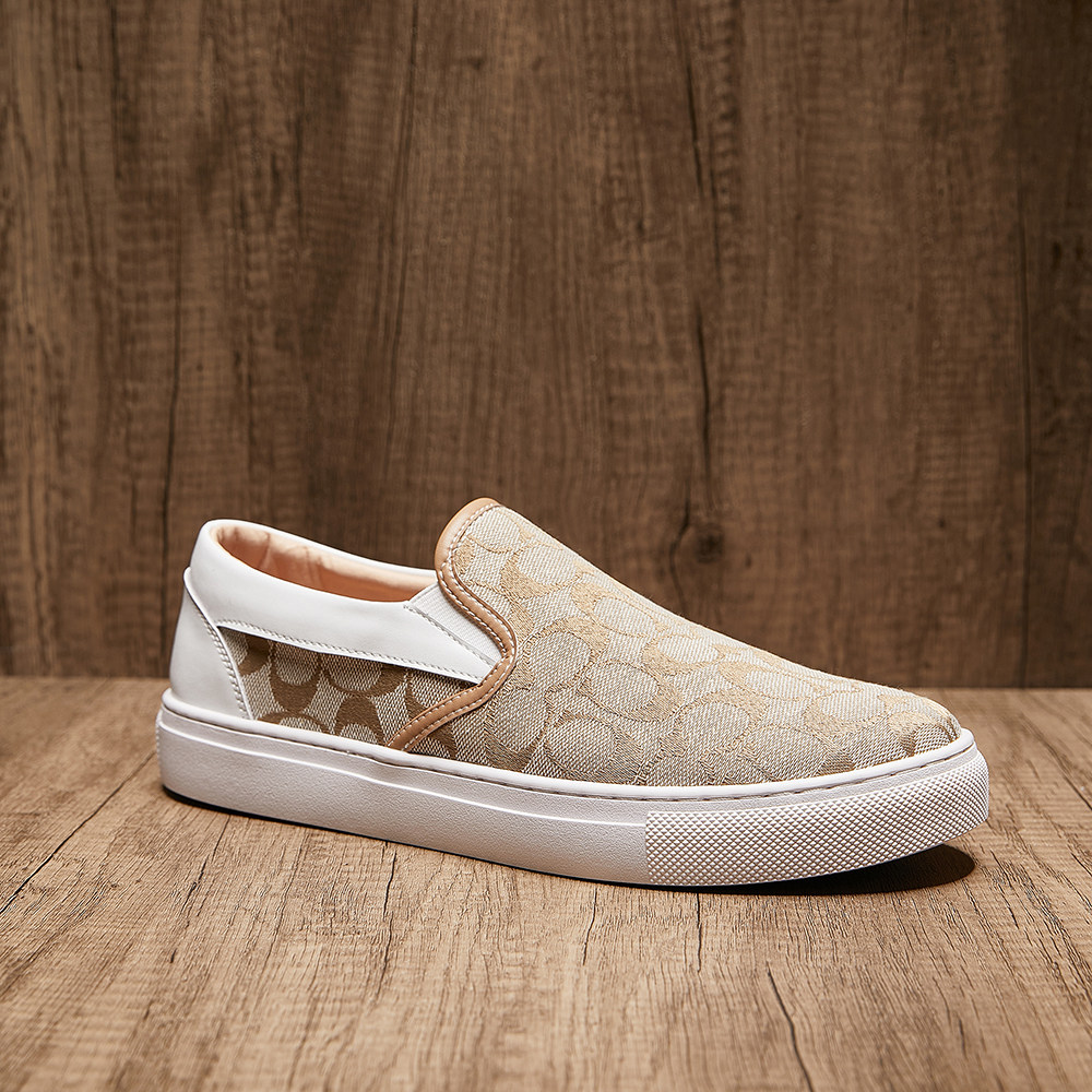 欧洲站男鞋春季新款透气舒适一脚蹬帆布鞋低帮防臭透气软底乐福鞋