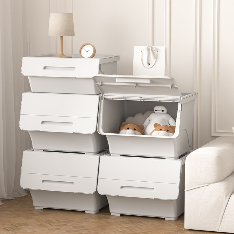 带轮子可叠加河马式翻盖收纳箱