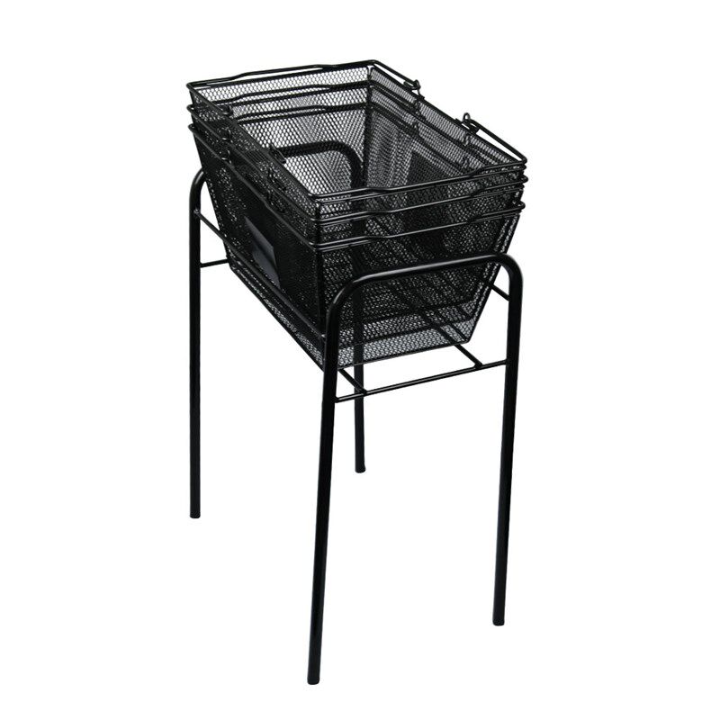 超市购物篮架购物框底q座手提篮收纳层架金属架子铁架不锈钢支架