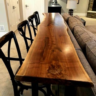 实木吧台桌家用阳台靠墙窄桌子长条桌奶茶M店酒吧高脚桌椅组合商