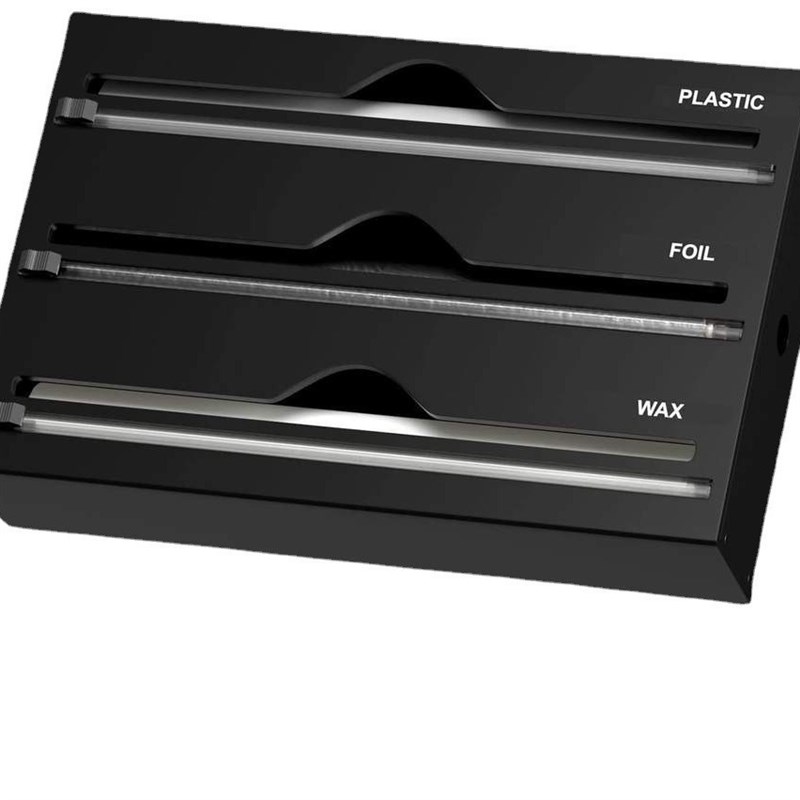 竹制保鲜膜锡箔纸切割盒三层抽屉家G用木质收纳垃圾袋盒切割器