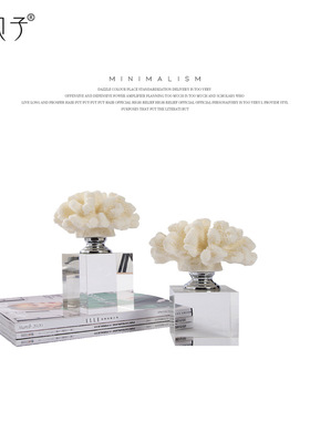 艺贝子现代轻奢水晶玻璃透明海藻工艺品售楼处P样板房软装家居摆