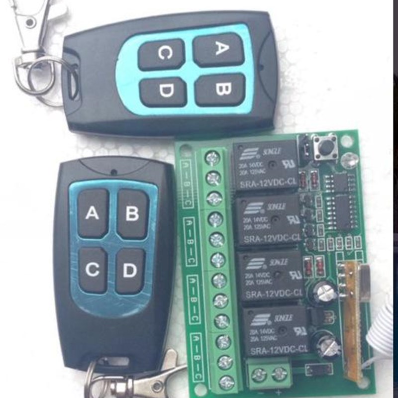 遥控开关12vh无线器控制四路正反转4路电机24v模块升降板灯具门远
