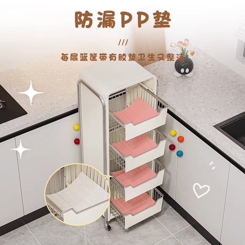 厨房多层蔬菜置物l架落地菜篮子放菜水果货架可抽拉式小推车收纳