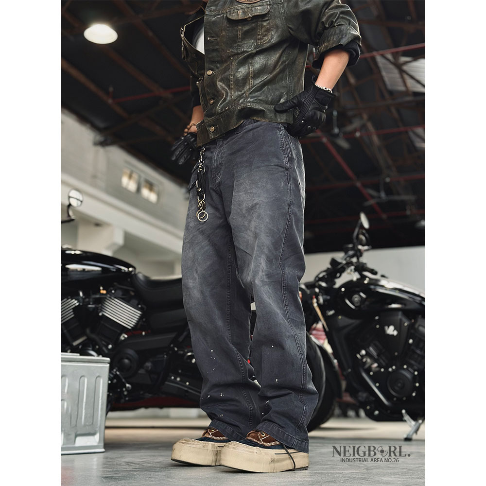 【工程裤】NEIGBORL钊叔制重工水洗做旧泼墨美式复古工装男休闲裤