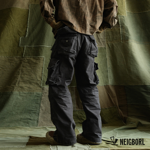 美式重磅水洗做旧多口袋工装裤