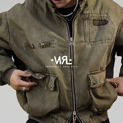 复古水洗多口袋工装保暖夹克外套