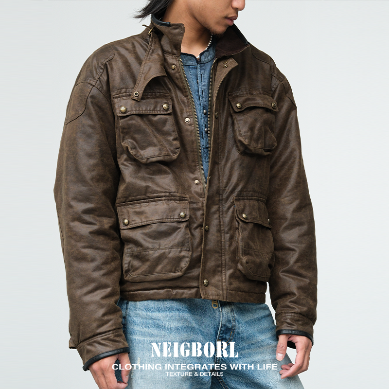 【猎王】NEIGBORL钊叔制美式潮流做旧水洗多口袋工装百搭油蜡夹克,男装,夹克,淘宝优惠券,粉丝福利购,淘宝优惠卷