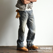 NEIGBORL钊叔制潮流复古做旧420g重磅磨破水洗百搭工装 龙爪 裤