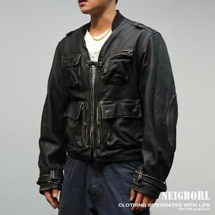羊皮皮衣 NEIGBORL钊叔制复古多口袋外套做旧百搭工装 龙马精神