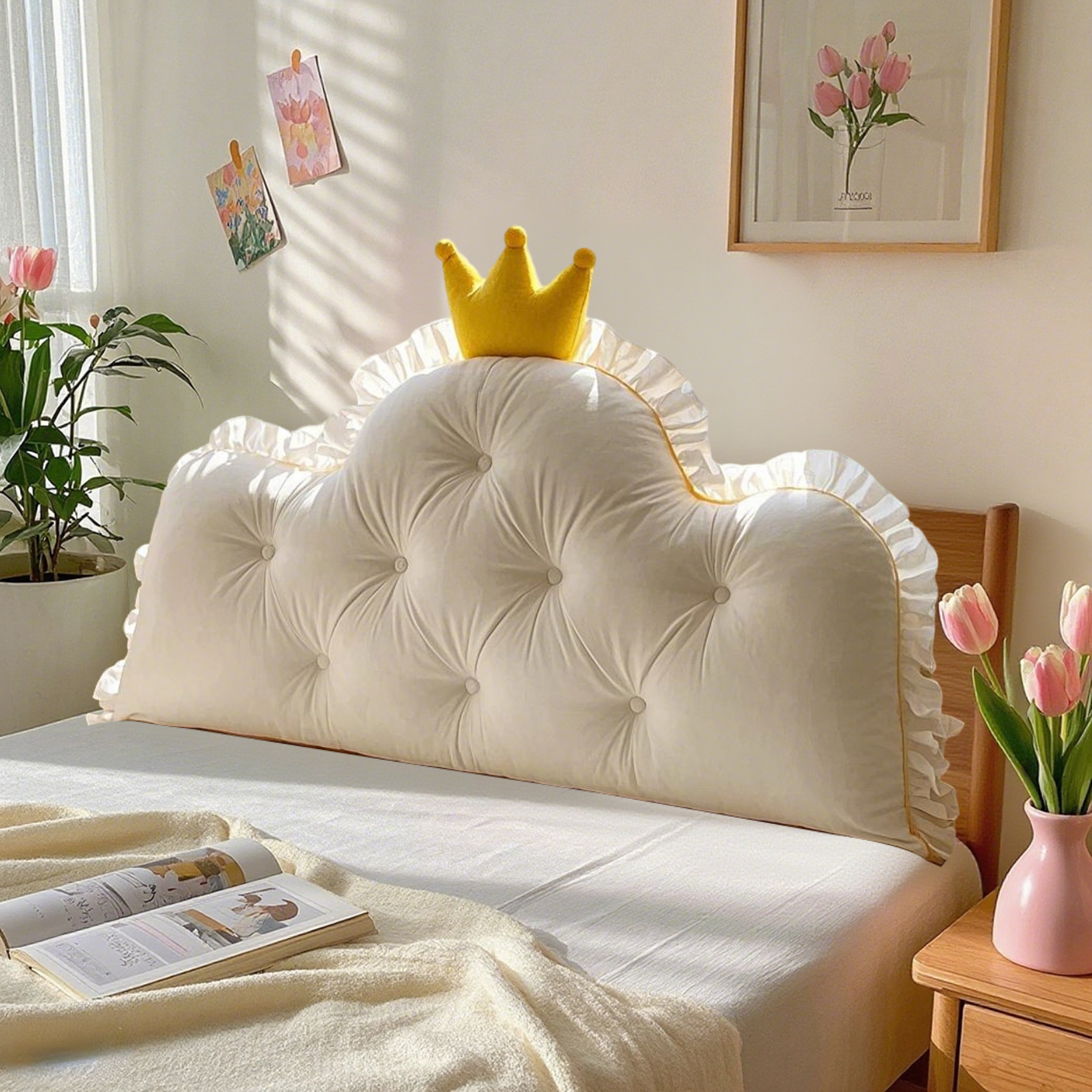 儿童无床头靠垫榻榻米飘窗软包靠背公主床上靠枕女孩护腰床靠背垫