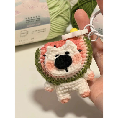 萨摩耶diy手工毛线编织玩偶材料西瓜包钩针织手作时间打发挂件