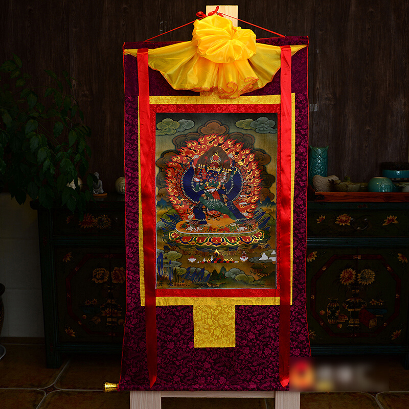西藏唐卡手工双层装裱粗布画心大威德金刚唐卡铜像长2米